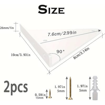 Lot de 2 supports d'étagère flottants, petits supports triangulaires pour étagères flottantes dissimulées avec vis 2pcs