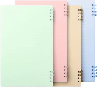 Set van 4 A5 Coil Notebooks - Draadgebonden Notitieboeken met 60 Pagina's voor School, Kantoor en Notulen (4 Kleuren)