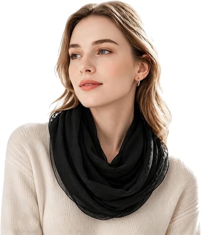 Elegante zwarte sjaal voor dames van lichte chiffon, ademend en veelzijdig voor kantoor, avondkleding en dagelijks gebruik