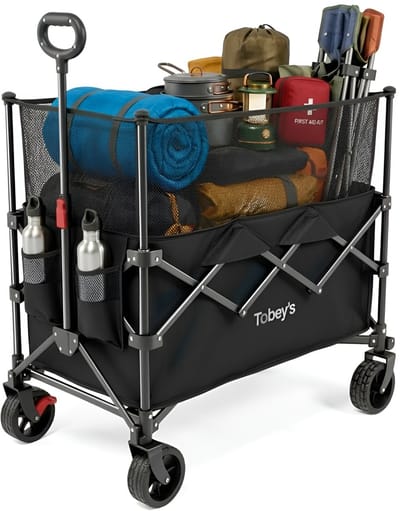 Tobey's Bolderkar - 235L - Verlengbaar XL - 120 KG Draagkracht - Wielen met Kogellager - Bolderwagen Opvouwbaar - Zwart