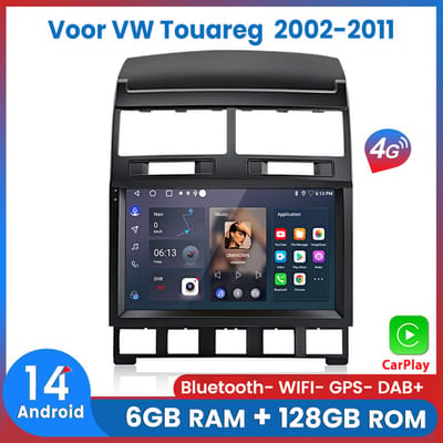 Awesafe 8-Core 6+128GB Autoradio - Geschikt Voor VW Volkswagen Touareg 2002 t/m 2011 - Draadloze Carplay Android Auto - Touchscreen - GPS Navigatie 4G - Radio Scherm - Ondersteuning invoegen 4G SIM - 2002 2003 2004 2005 2006 2007 2008 2009 2010 2011