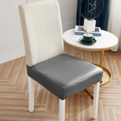 Housse de siège de chaise en cuir Pu, élastique, étanche à l'eau, housse de tabouret en corne, décoration de fête d'hôtel de mariage, demi-housse de chaise de salle à manger Universal Size gris