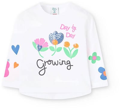 Boboli 218012 T-shirt Met Lange Mouwen Wit 18 Months Meisje