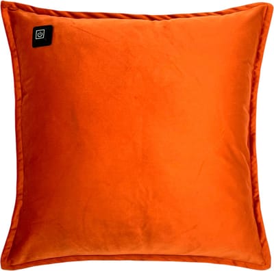 Warmpi Warmtekussen Fluweel Cognac – Draadloos Elektrisch Verwarmd Sierkussen – Inclusief 10.000 mAh Powerbank – Voorzien van 2 Infrarood Warmtepanelen aan de voorkant – 3 Warmtestanden – 45x45 cm