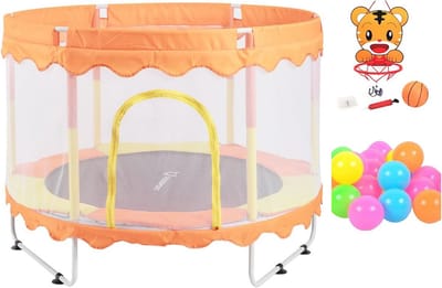 Indoortrampoline met Veiligheidsnet en Basketbalkorf voor Kinderen - Veilige en Leuke Sportervaring