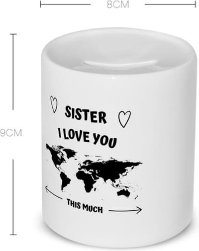 Akyol - sister i love you this much Spaarpot - Zus - geweldige zus - liefste zus - verjaardag - cadeau - kado - bedankje - geschenk - 350 ML inhoud