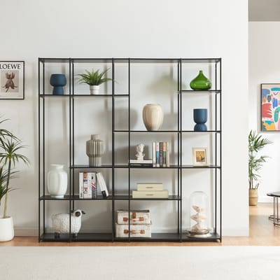 Boekenkast Rælingen open kast 180x180x32,5 cm zwart [en.casa]