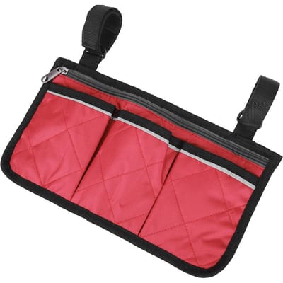 Sac latéral multifonctionnel pour fauteuil roulant scooter accoudoir déambulateur pochette suspendue organisateur de rangement rouge vin