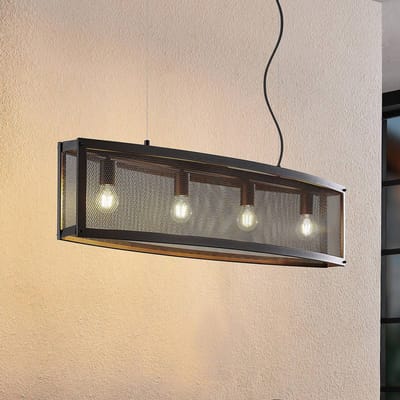 Lindby - hanglamp - 4lichts - Staal - H: 25 cm - E27 - zwart