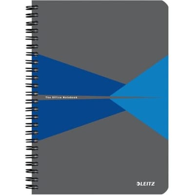 Leitz Office-notitieboek, DIN A5, 90 geruite vellen, spiraalbinding, kunststof omslag, FSC®-gecertificeerd, blauw