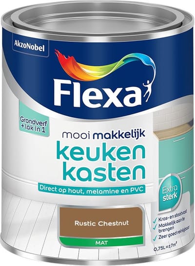 Flexa - Mooi Makkelijk Keukenkasten Mat - Rustic Chestnut - Mengverf - 750 Ml