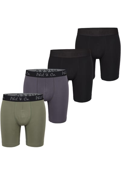 Phil & Co Boxershorts Heren Met Lange Pijpen Boxer Briefs 4-Pack Groen / Zwart - Maat XXL