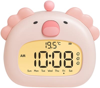 3-in-1 Digitale Kinderwekker - Draadloze Slaaptrainer en Dimbaar Nachtlampje - USB-C Oplaadbaar met Snooze Functie - Wake-Up Light - BPA Vrij Veilig voor Jongens en Meisjes - Salamander