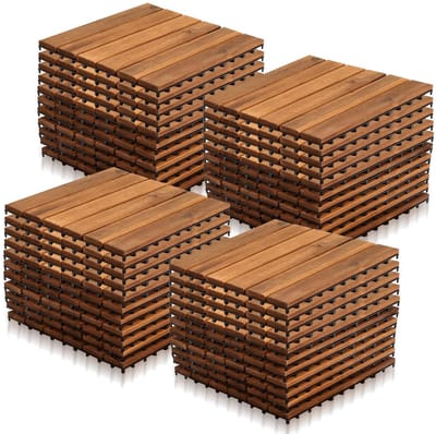 Houten Terrastegels - Balkontegels Hout - Buitenruimte Verfraaien - Snelle Klikbevestiging - 30 x 30 cm - Houtkleurig