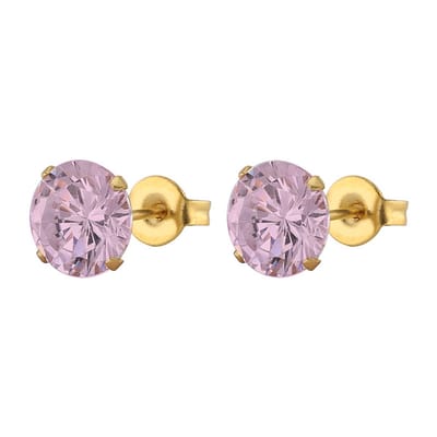 WeLoveSilver - goudkleurige oorstekers - roze kristal - 5 mm