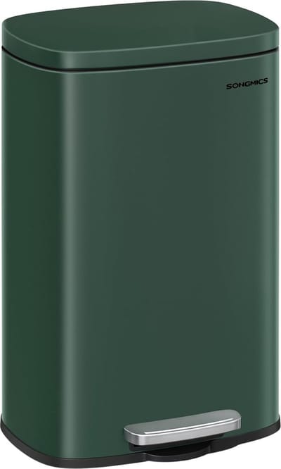 SONGMICS keukenprullenbak 50 l, kantoorprullenbak, zachtsluitend, met pedaal, staal, binnenemmer, retro groen LTB050C02