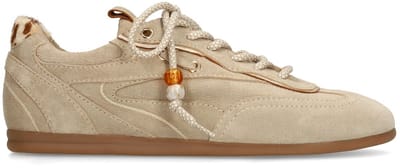 Manfield - Dames - Beige suède sneakers - Maat 36