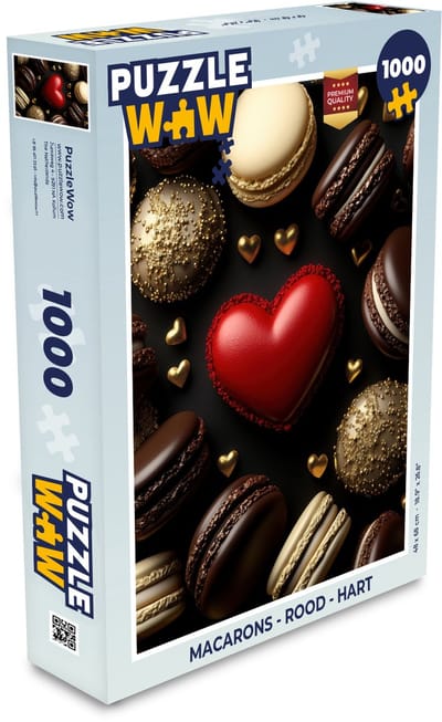 Puzzel Macarons - Rood - Hart - Legpuzzel - Puzzel 1000 stukjes volwassenen