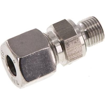 G 1/4'' Buitendraad x 10S RVS Rechte Snijring Koppeling met FKM Afdichting 630 Bar DIN 2353 - FL2S-MC-STFP-014G-10-S
