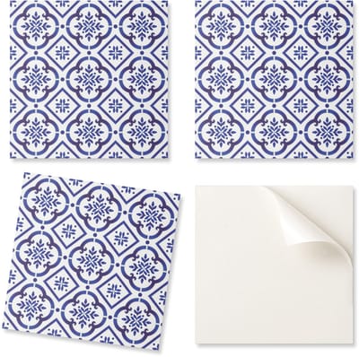 Pakket bedrukte vinyltegels met tegelpatroon en ornamenten 20x20x20 cm