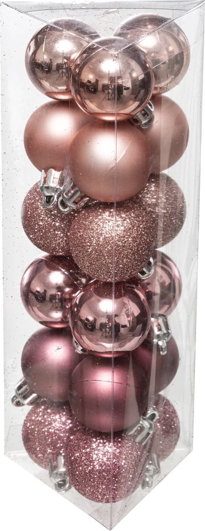 Atmosphera Kerstballen - 18x - roze - mix - kunststof - 3 cm - Kerstboom versiering