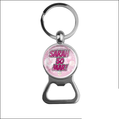 Bieropener Glas - Sarah 50 Jaar!