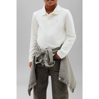 Calvin Klein Boys Solid Pique Polo Long Sleeve Tofu Taglia: 8 | Camicie Outlet | kids
