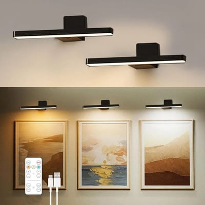 Venzor - 2‑Pack Draadloze LED Wandlamp – Oplaadbaar met Afstandsbediening – 3 Lichtstanden & Timer – Schilderij‑ en Sfeerverlichting – Warm Wit – USB‑Oplaadbaar