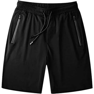 Shorts Actifs Restant Secs en Soie Glacée Shorts Athlétiques avec Poches Zippées pour Hommes Shorts d'Été pour Course à Pied, Entraînement, Cyclisme, Fitness B Usage Pratique L black