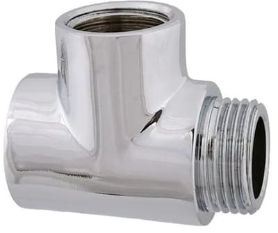 Schlösser Armaturen JS Messing T-stuk, DN15, 1/2'', buitendraad x binnendraad x binnendraad, messing verchroomd, 0018461550001