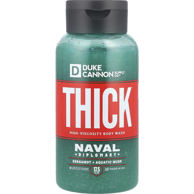 Duke Cannon Supply Co., Thin® Gel Douche Haute Viscosité, Diplomatie Navale, Bergamote + Musc Aquatique, 17.5 fl oz (517 ml) blue