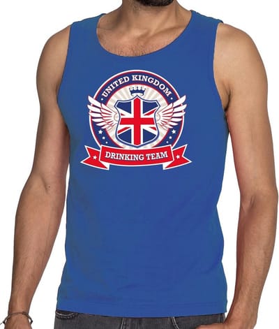 Blauw Engeland drinking team tanktop / mouwloos shirt / tanktop / mouwloos shirt blauw heren - United Kingdom kleding S