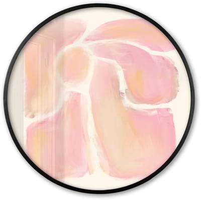 Poster in lijst Rond - Fotolijst 60x60 cm - Posters - Bloemen - Roze - Natuur - Boho - Ronde posterlijst zwart - Decoratie - Wanddecoratie woonkamer - Muurdecoratie slaapkamer
