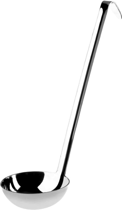 KADAX Soeplepel, Soup Pollepel, Sauslepel, Juslepel, Opscheplepel, roestvrij Staal, Gietlepel met ergonomisch, lange Steel, Keukengerei, Keukenhulp, Eetlepel, zilver (9cm/125ml)