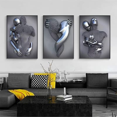 Abstracte Canvas Posters - Wanddecoratie Set - Interieur Verfraaien - Katoenen Canvas Archiefkwaliteit - 30x40cm Set van 3 - Zwart Wit