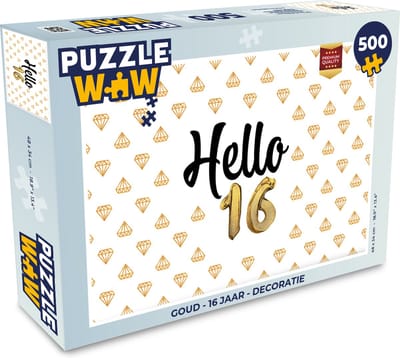 Puzzel Goud - 16 jaar - Decoratie - Legpuzzel - Puzzel 500 stukjes