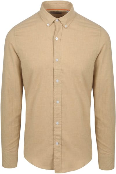 Suitable Overhemd Flanel Beige - Maat XL - Heren - Casual Shirt