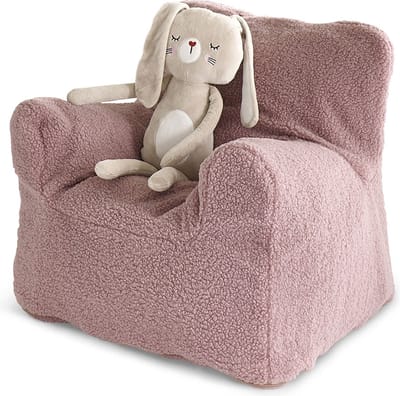 Petite Amélie Peuterstoel Roze - Teddy Zitzak Kind XL - Met Wasbare Hoes - Kinderzetel (1-8 jaar) - Zachte Kindersofa met Visco vulling