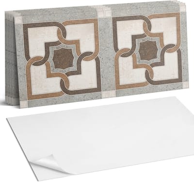 Coloray Plaktegels - Geometrisch tegelpatroon Wandtegel Zelfklevend - 60 cm x 30 cm - Bruin Plaktegels - 6 stuks - Rechthoek PVC Tegels - Plaktegels Keuken - Zelfklevende Vloertegels Badkamer - Vinyl Tegels Zelfklevend - Zelfklevende Wandtegels
