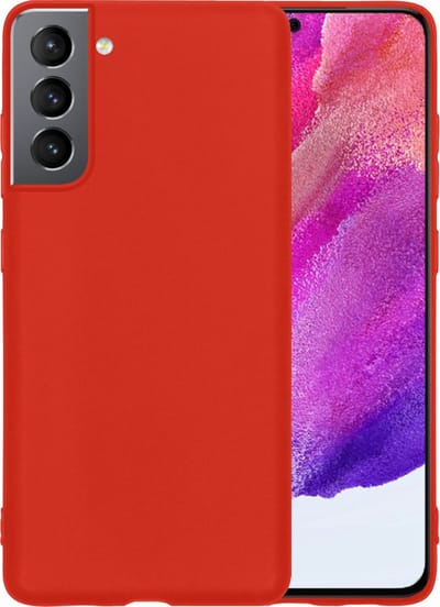 Hoesje - Geschikt voor Samsung Galaxy S21 FE - Sterk & Shockproof - Hoes Cover - Siliconen Case - Telefoonhoesjes - Rood