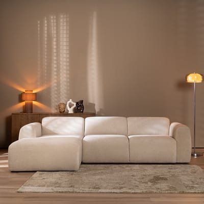 Bronx71® Hoekbank Maine chenille stof beige links