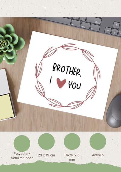 Akyol - brother i love you Muismat - Broer - de liefste broer - verjaardagscadeau - verjaardag - cadeau - cadeautje voor broer - broer artikelen - kado - geschenk - gift - 23 bij 19 cm