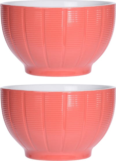 Excellent Houseware Soepkommen/serveer schaaltjes - 2x - Venice - keramiek - D14 x H8 cm - steenrood