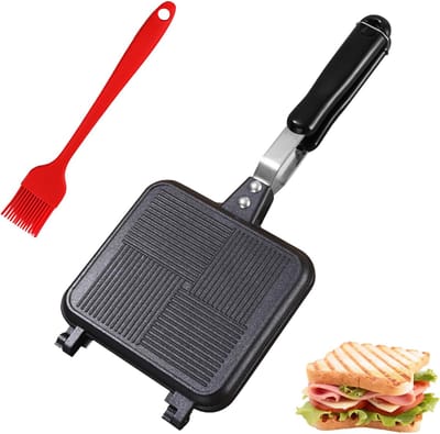 Dubbelzijdige Koekenpan Vierkante Tosti IJzer met Antiaanbaklaag