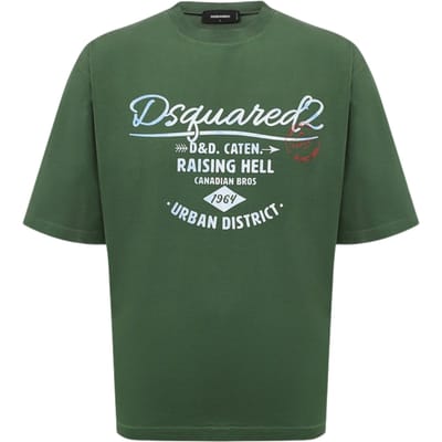 Dsquared2 Branded Raising Hell Logo Groen T-shirt