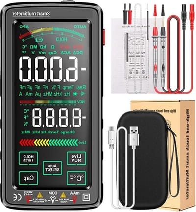 Digitale Multimeter - Slimme Tester - Elektra Meten - Touchscreen Interface - 6000 Tellingen - Zwart