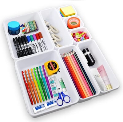 Unyqoos® Lade Organizer Set van 8 Stuks voor Badkamer, Keuken en Kantoor, Diverse Maten voor Efficiënte Opbergruimte