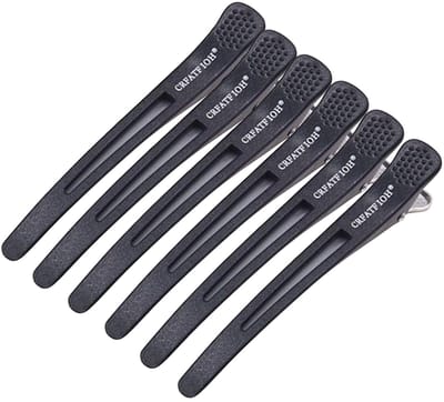 YYchan Haarspeld - Platbek Haarclip - Professionele Haarspeld - 6 stuks - Zwarte Klemmen - Professionele Kappers Haarklemmen