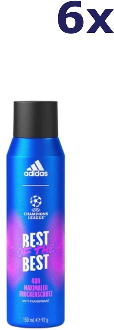 6x Adidas Champions League 48H Dry Protection 150ml deodorant
