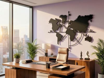 VAILLA 3D houten wereldkaart wanddecoratie 70x55 cm, moderne muurdecoratie voor woonkamer en kantoor
